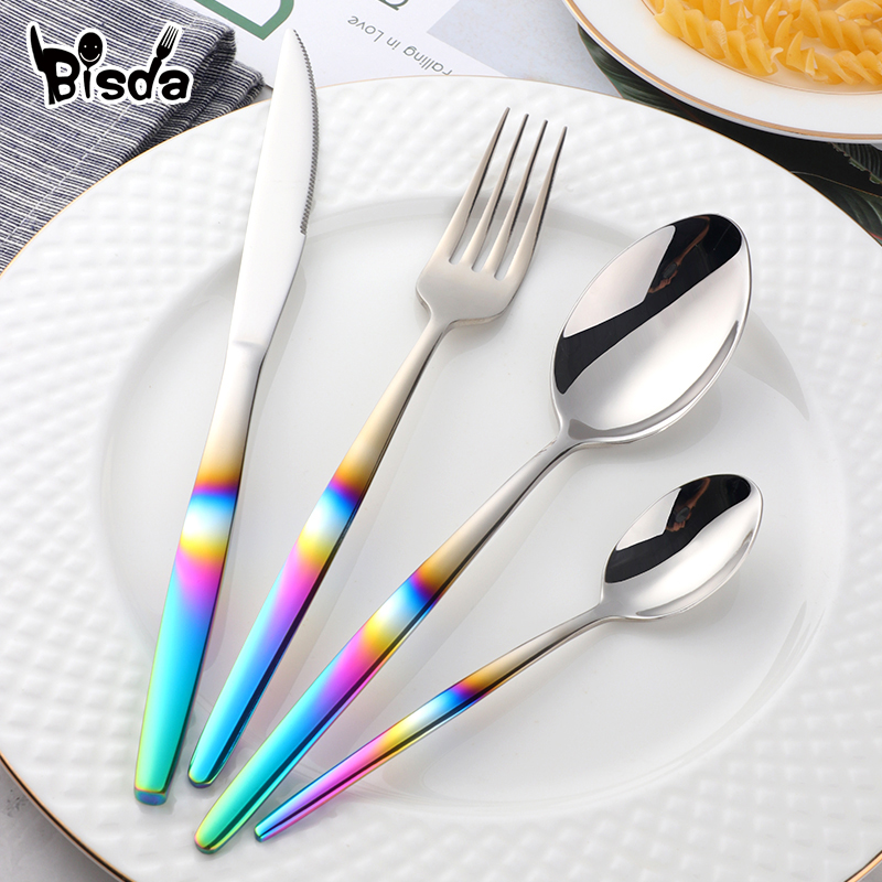 Gold Plated Cutlery - Conjunto de talheres de arco-íris, conjunto