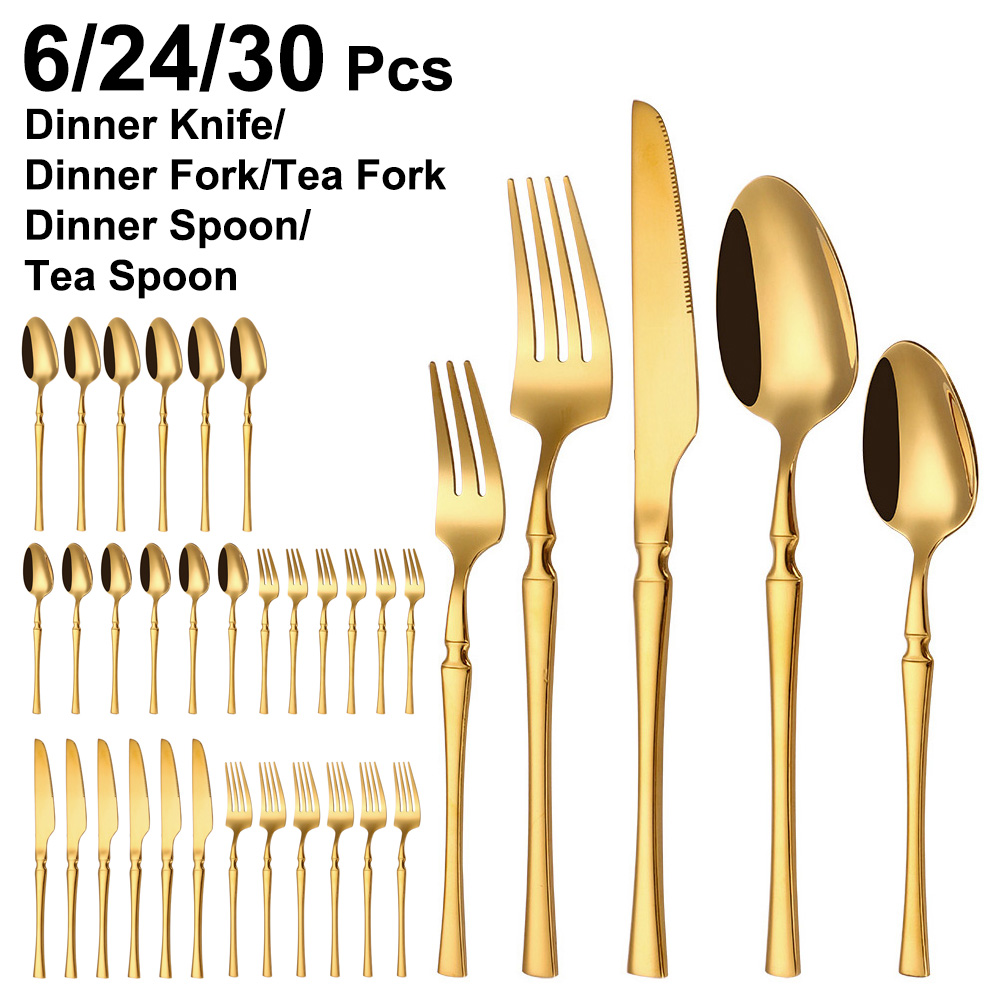 Gold Plated Cutlery - Ouro fino aço inoxidável talheres, ocidental