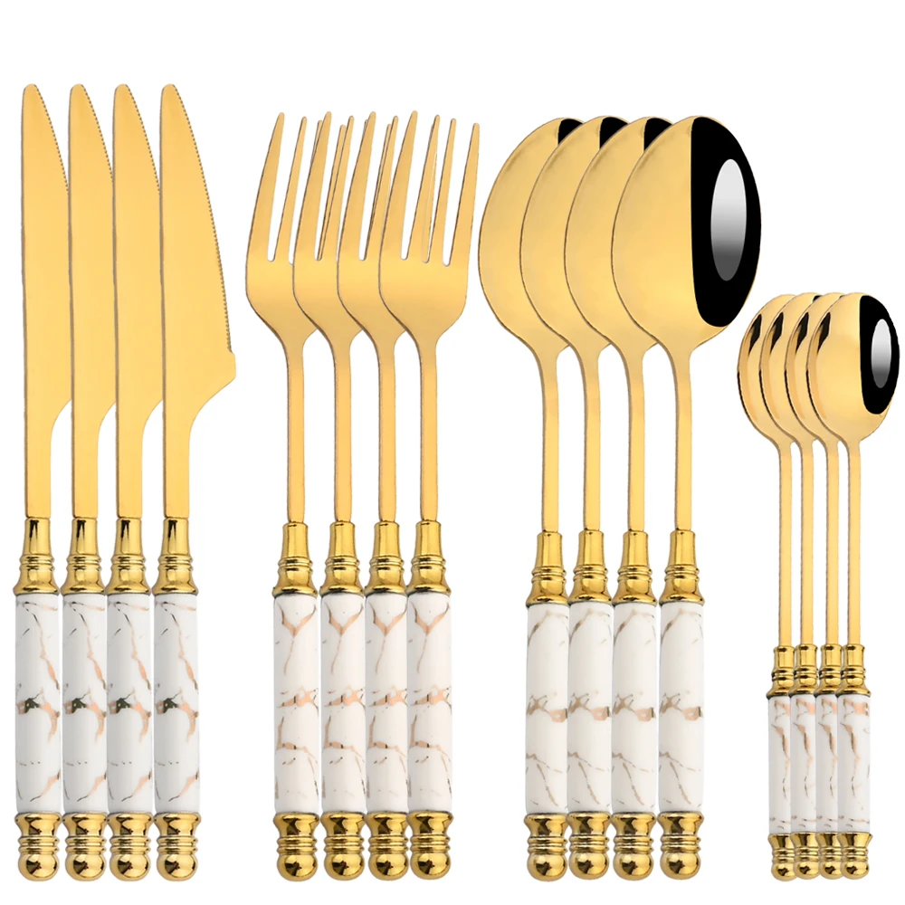 Gold Plated Cutlery - 16 pçs conjunto de talheres conjunto
