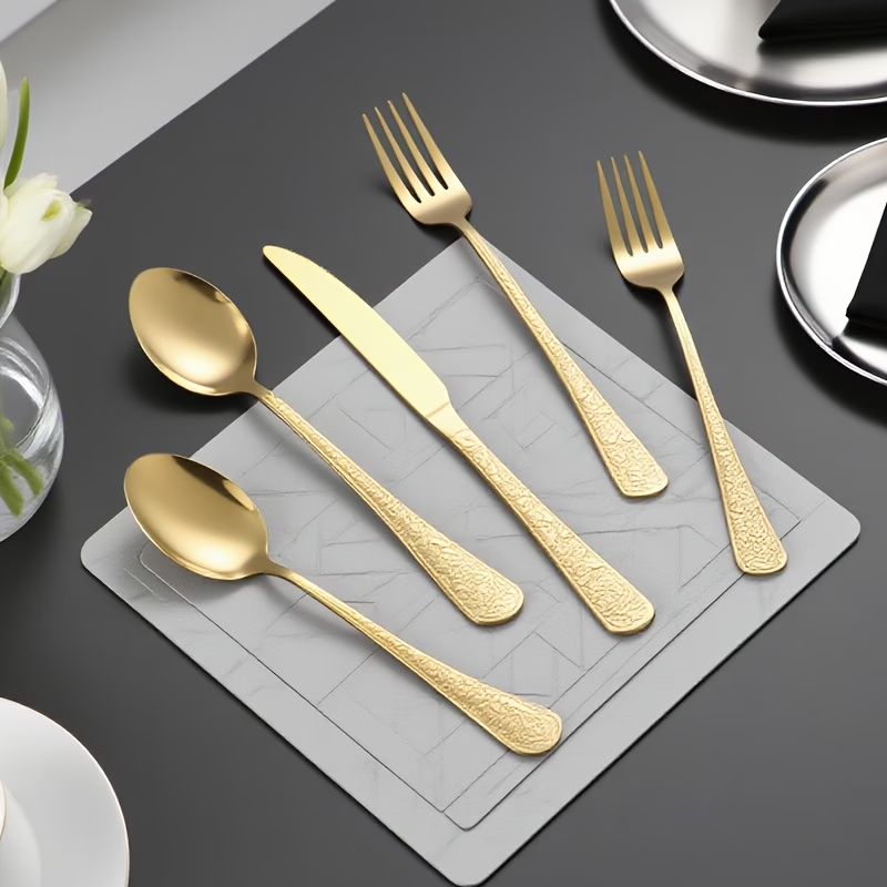 Conjunto de talheres de aço in - Gold Plated Cutlery avaliação e preço