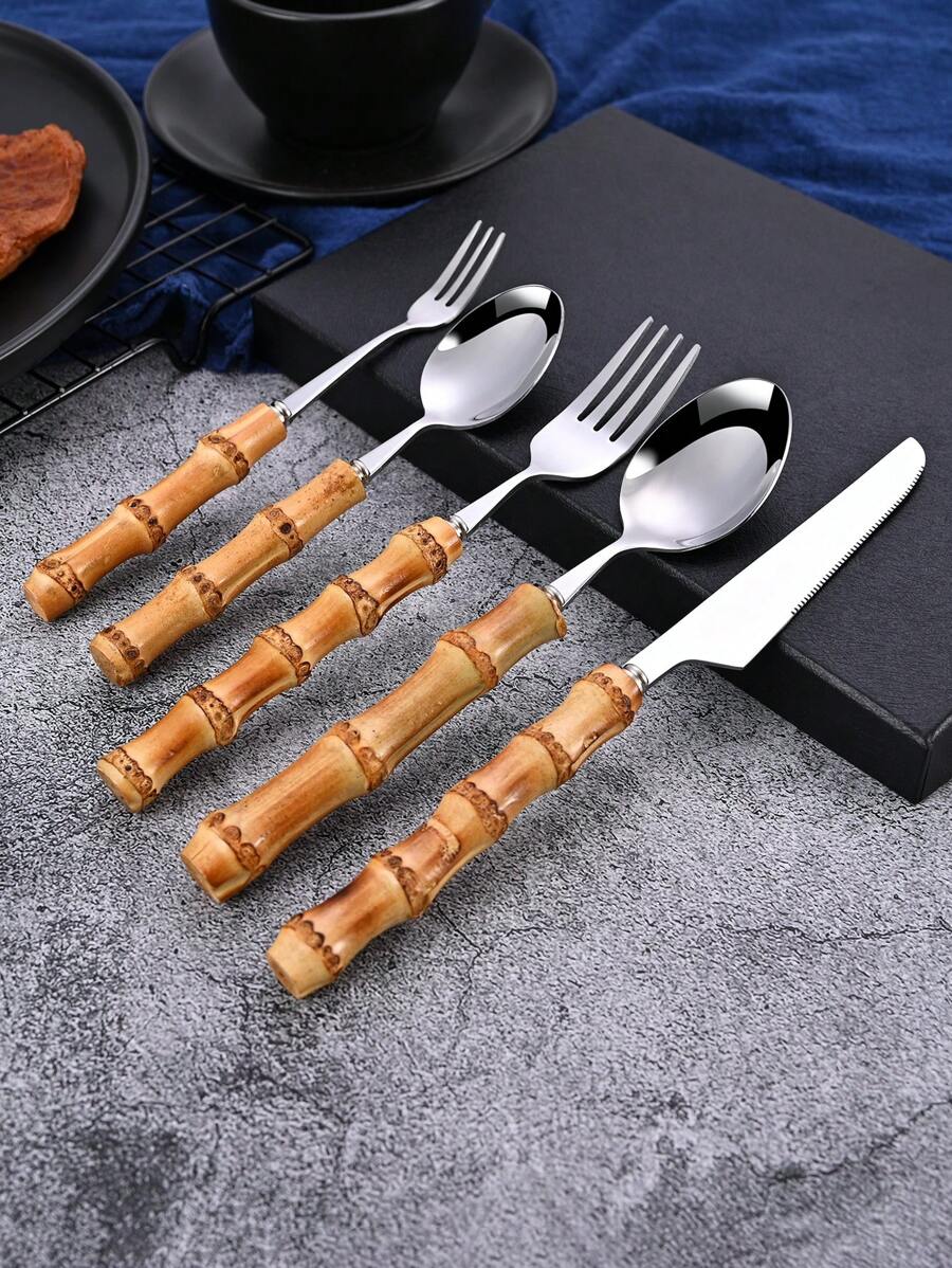 Conjunto de talheres de aço in - Bamboo Cutlery Set avaliação e preço