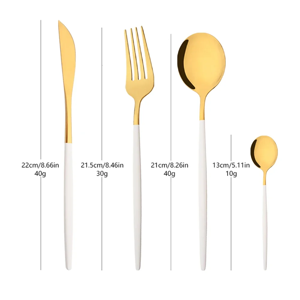 Conjunto de Talheres Branco e  - Gold Plated Cutlery avaliação e preço