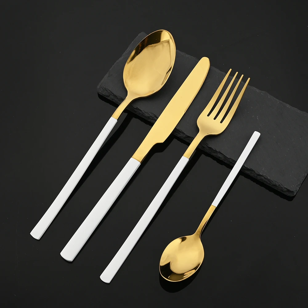16 pçs conjunto de talheres de - Gold Plated Cutlery avaliação e preço