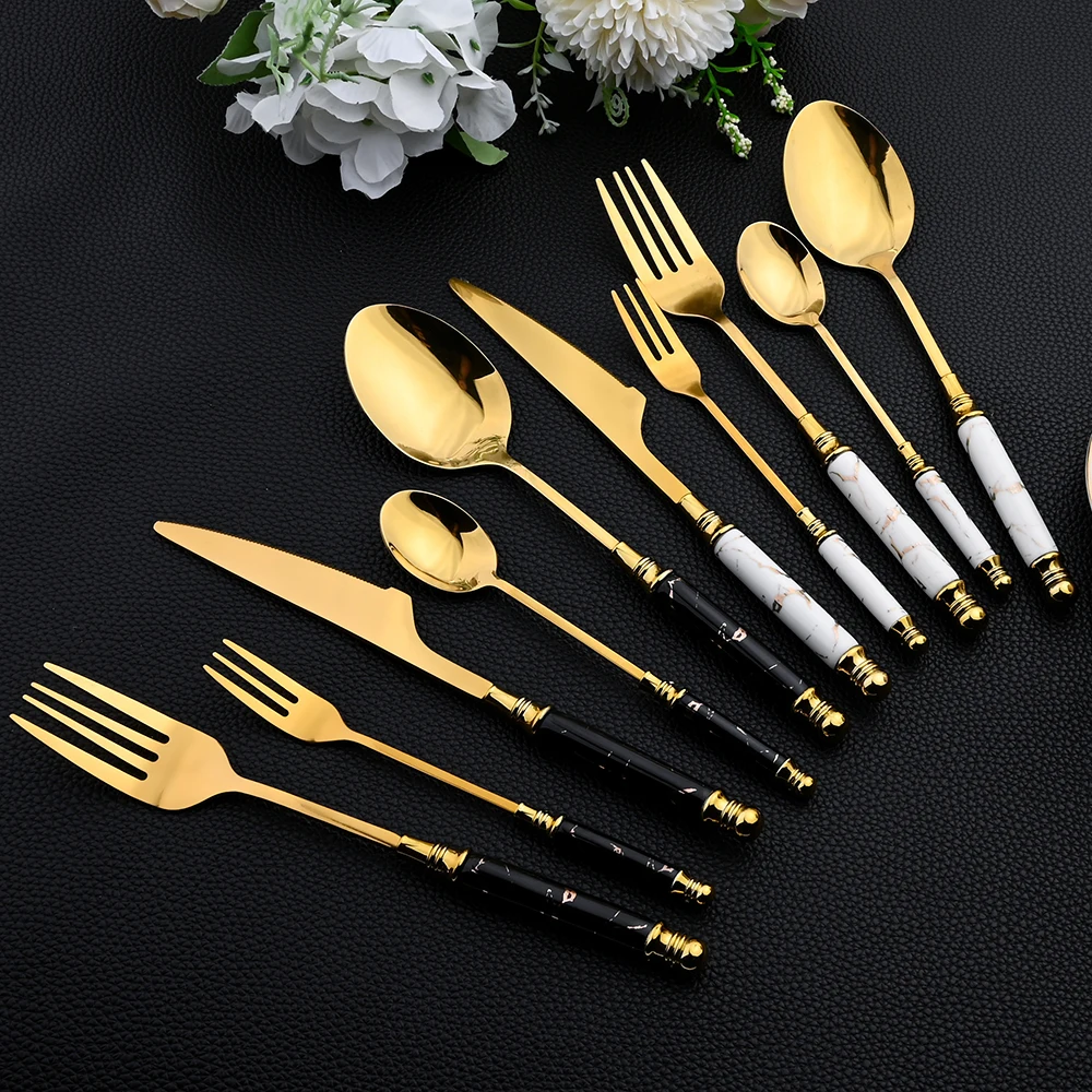 16 pçs conjunto de talheres co - Gold Plated Cutlery avaliação e preço