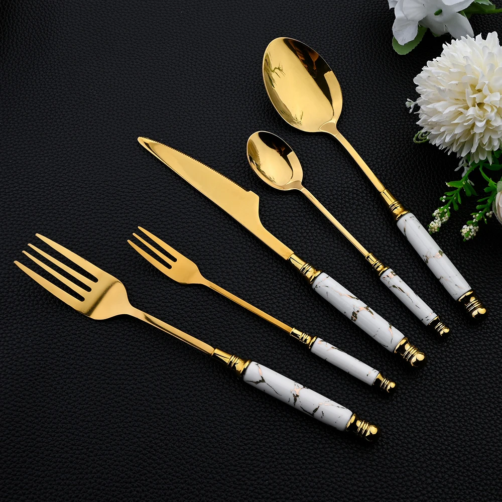 16 pçs conjunto de talheres co - Gold Plated Cutlery avaliação e preço