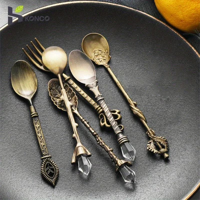 6 pçs vintage colheres garfo e - Gold Plated Cutlery avaliação e preço