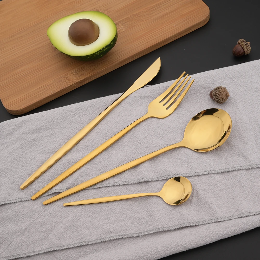 16 pçs verde ouro louça conjun - Gold Plated Cutlery avaliação e preço