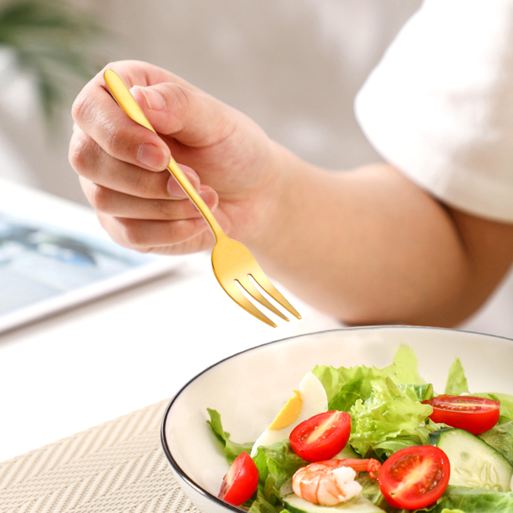 1/4/5/6 pçs garfos de chá garf - Gold Plated Cutlery avaliação e preço